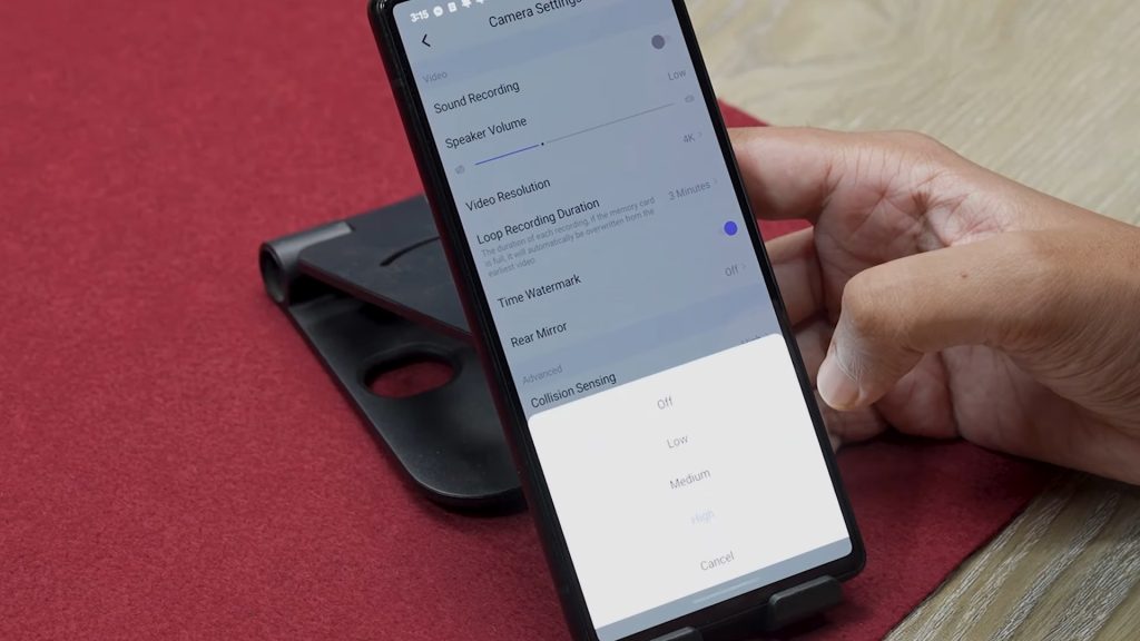 TORVO TD3 Dash Cam setting through mobile app settings